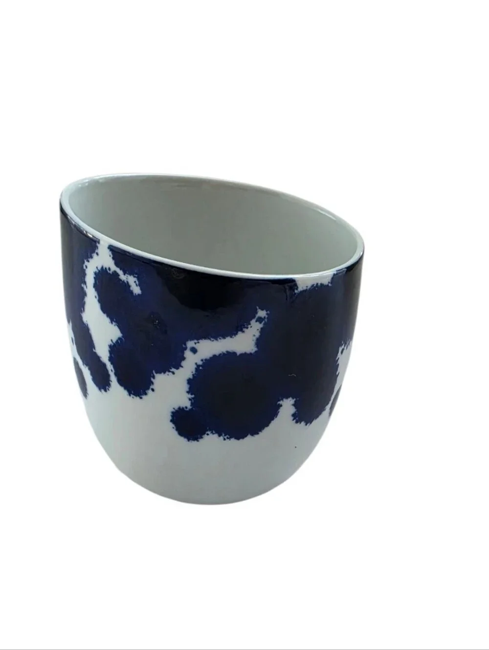 Paola Navone Designer Blue White Ceramic Vessels Made in Portugal Set of 2